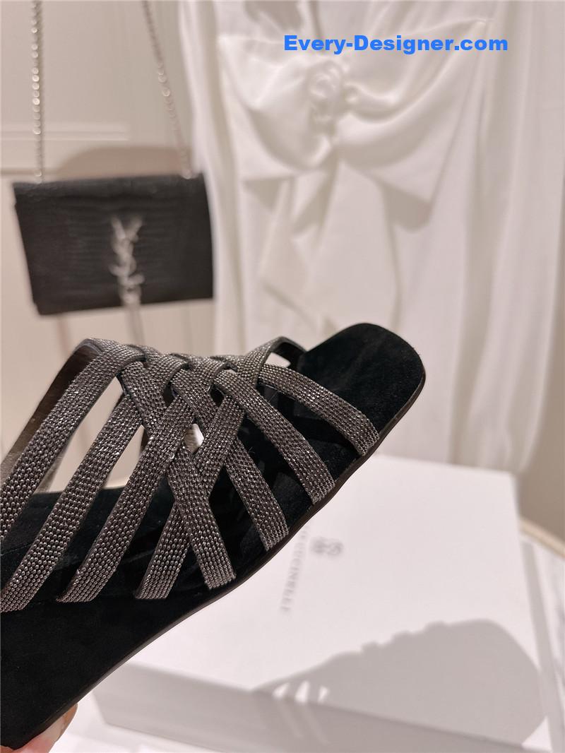 steel D1am0nd wedge slippers