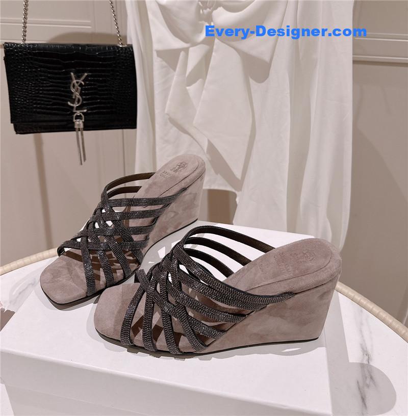 steel D1am0nd wedge slippers