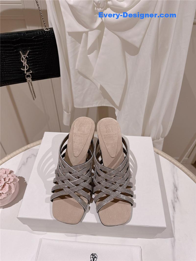 steel D1am0nd wedge slippers