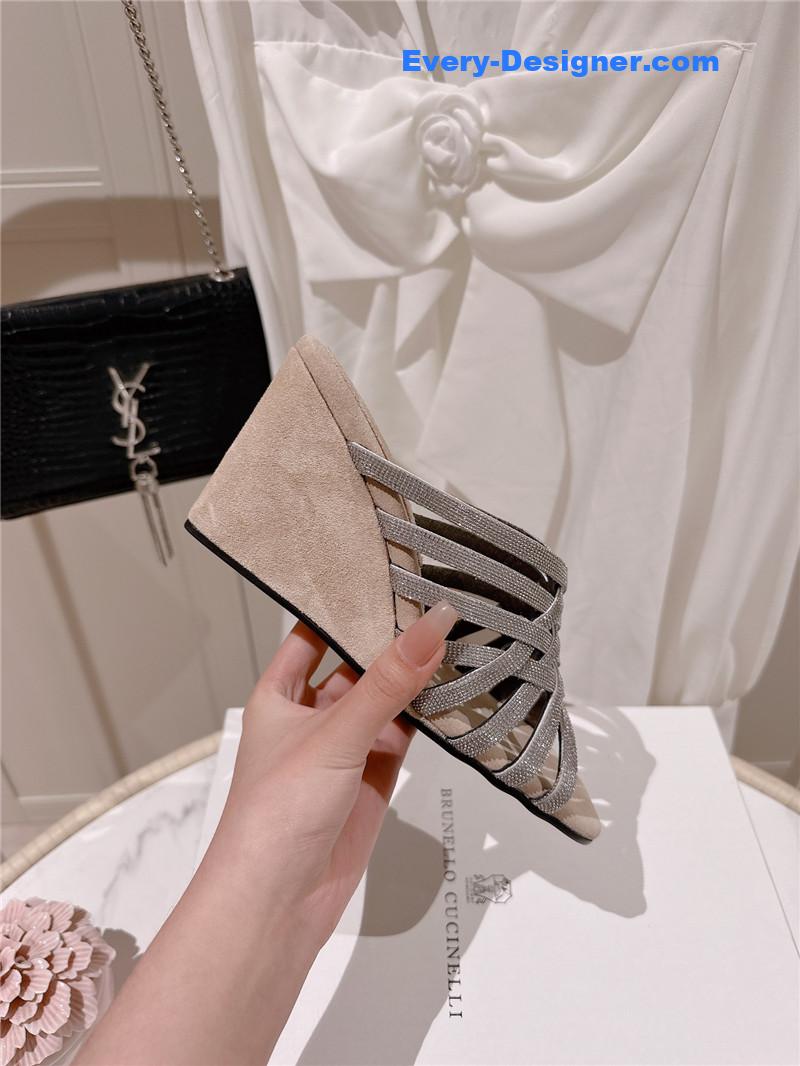 steel D1am0nd wedge slippers