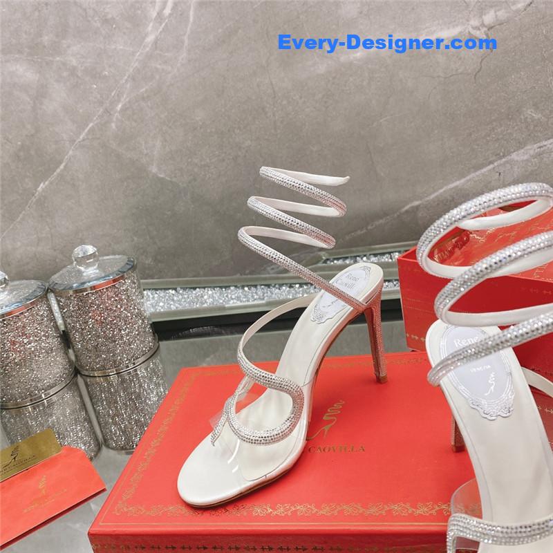 rene caovilla snake crystal high heel sandals
