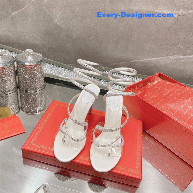 rene caovilla snake crystal high heel sandals