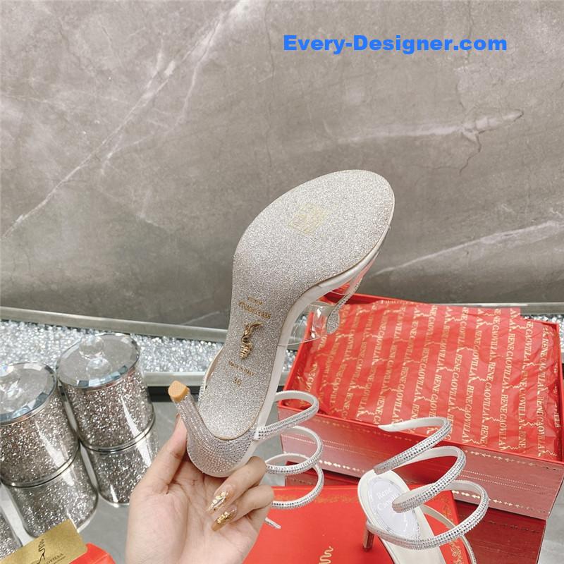 rene caovilla snake crystal high heel sandals