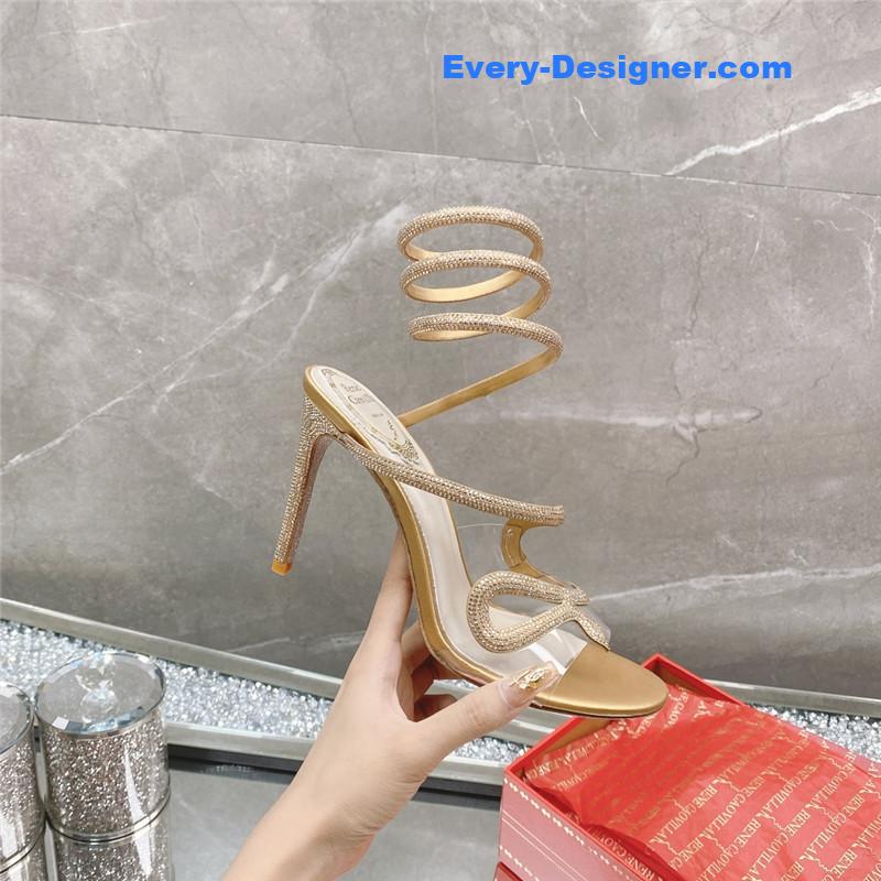 rene caovilla snake crystal high heel sandals