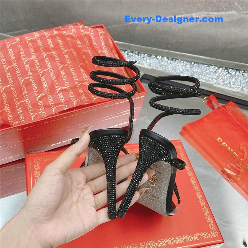 rene caovilla snake crystal high heel sandals