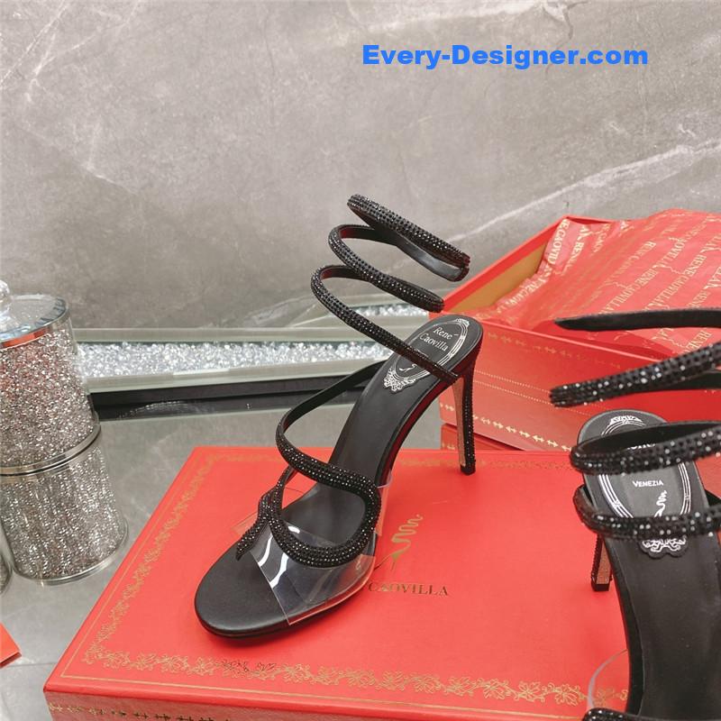 rene caovilla snake crystal high heel sandals