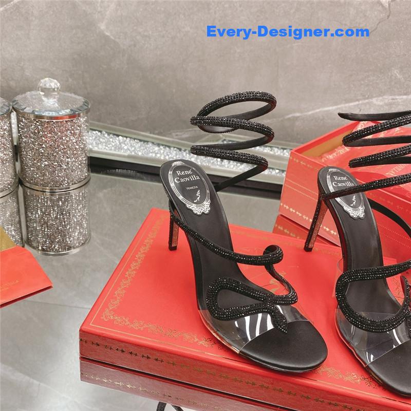 rene caovilla snake crystal high heel sandals