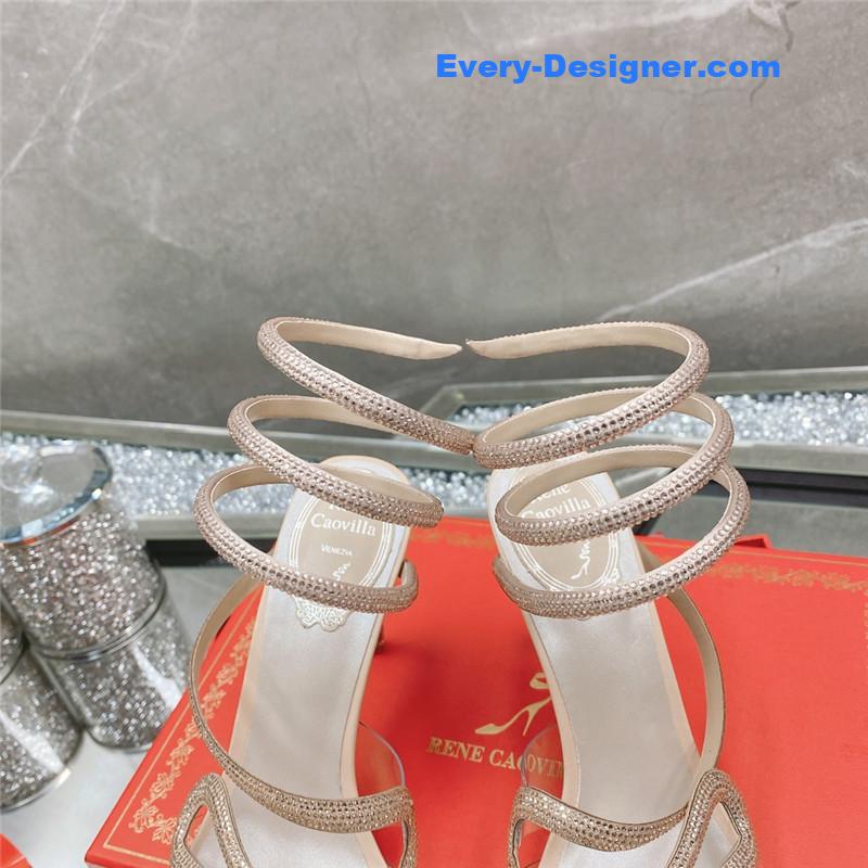 rene caovilla snake crystal high heel sandals