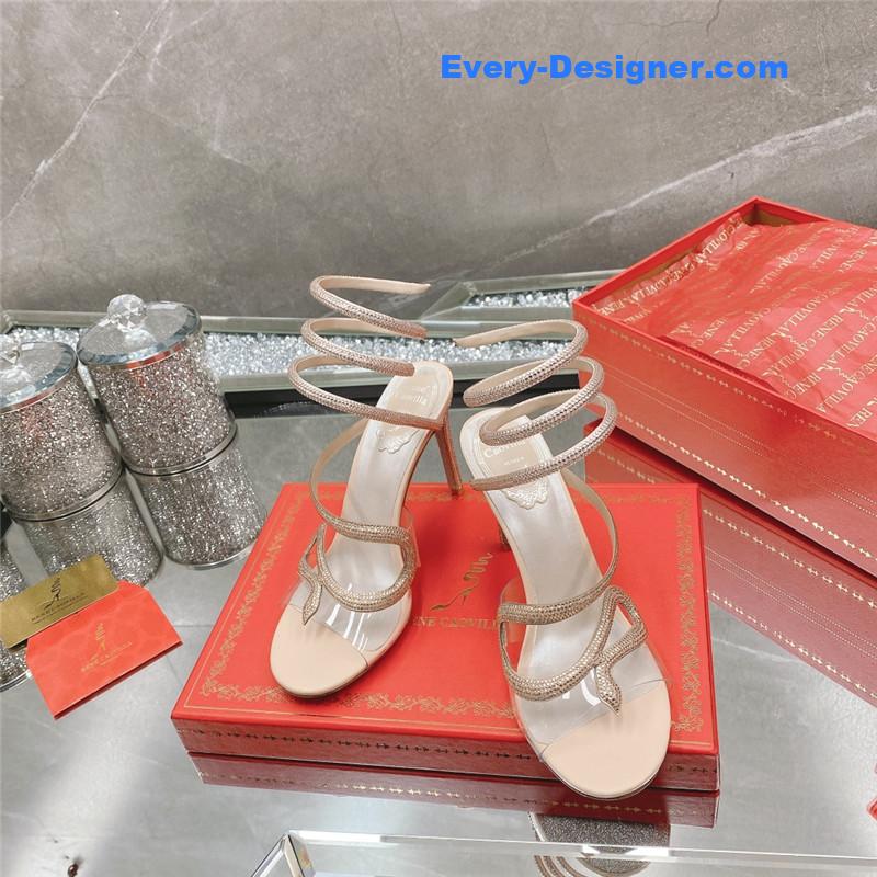 rene caovilla snake crystal high heel sandals