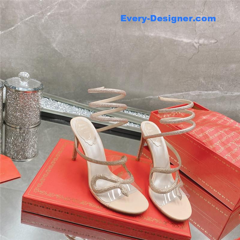 rene caovilla snake crystal high heel sandals