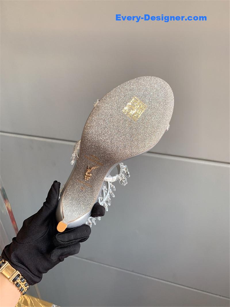 rene caovilla crystal pendant heeled sandals