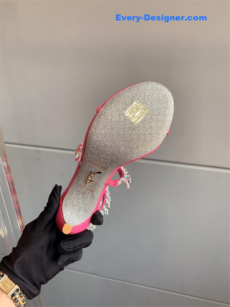 rene caovilla crystal pendant heeled sandals