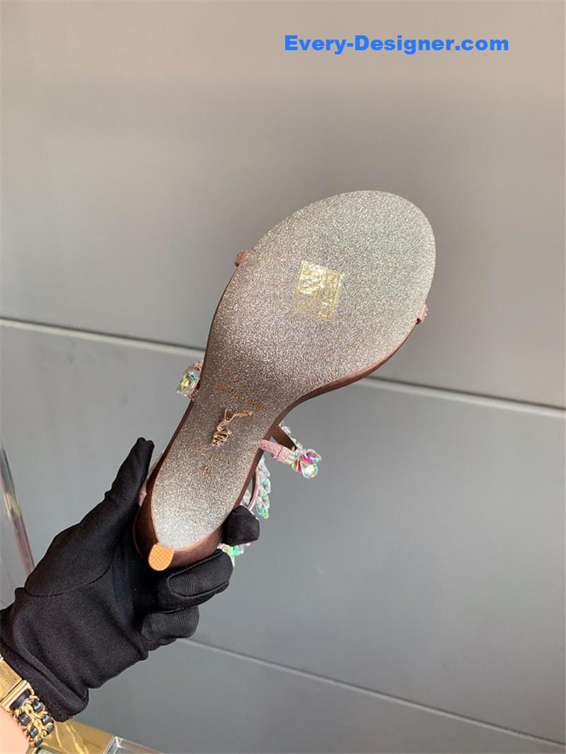 rene caovilla crystal pendant heeled sandals