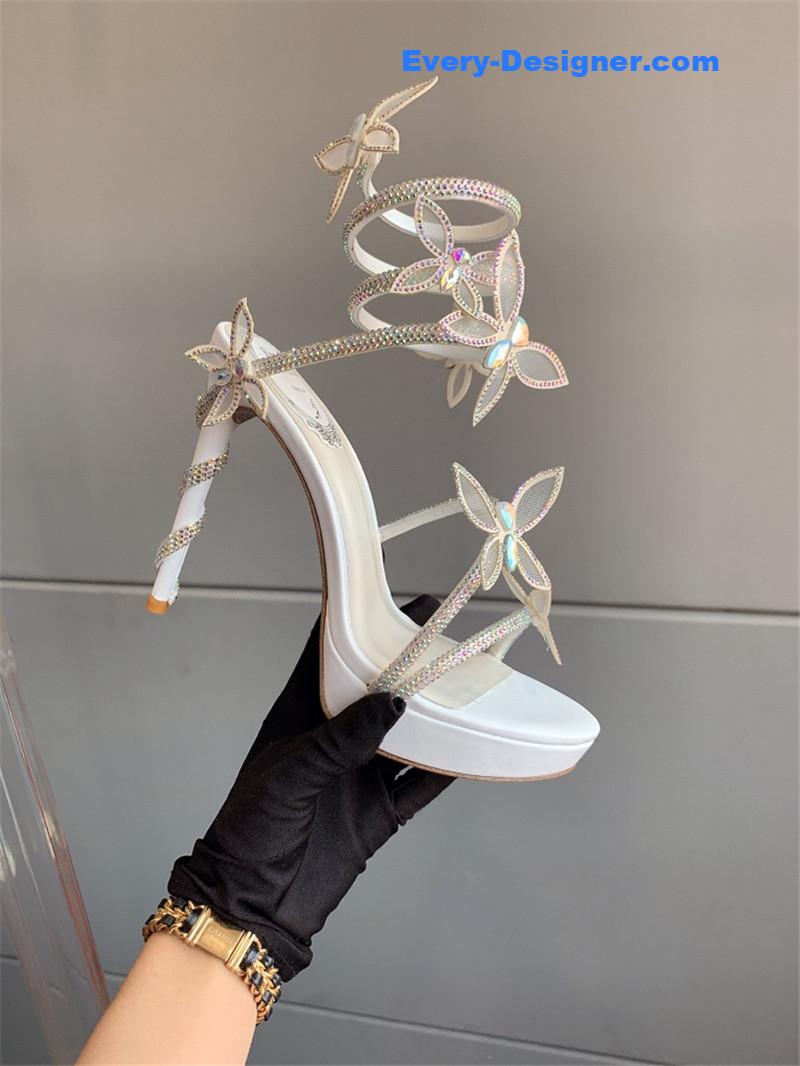 rene caovilla crystal butterfly high heel sandals