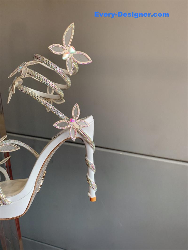 rene caovilla crystal butterfly high heel sandals