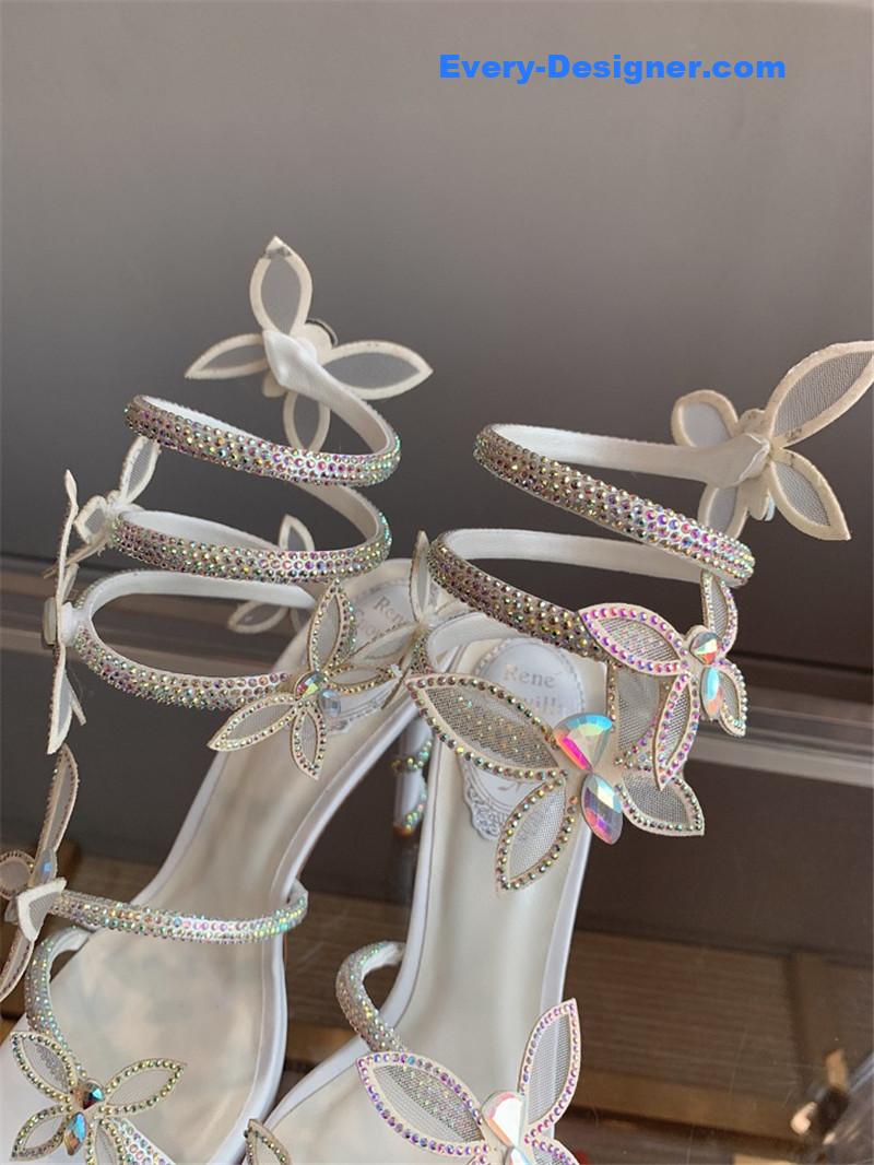 rene caovilla crystal butterfly high heel sandals