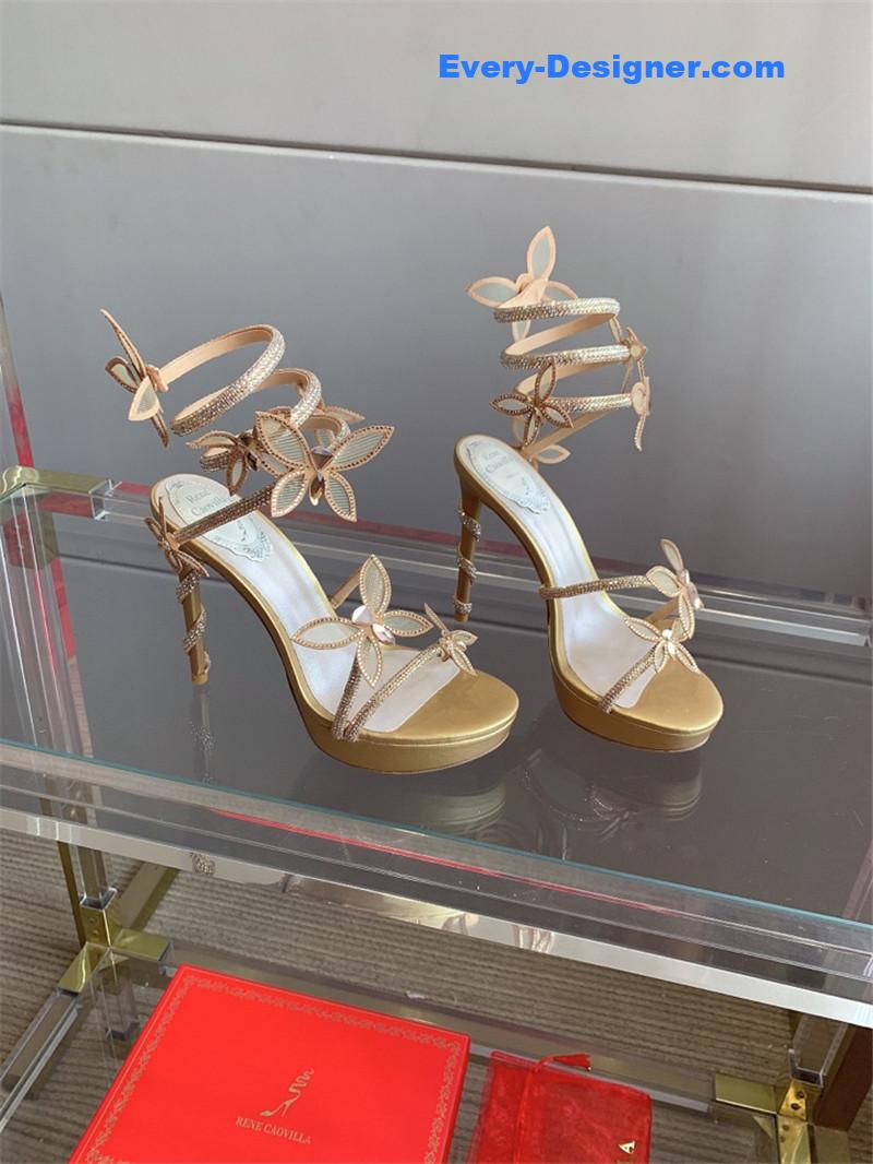 rene caovilla crystal butterfly high heel sandals