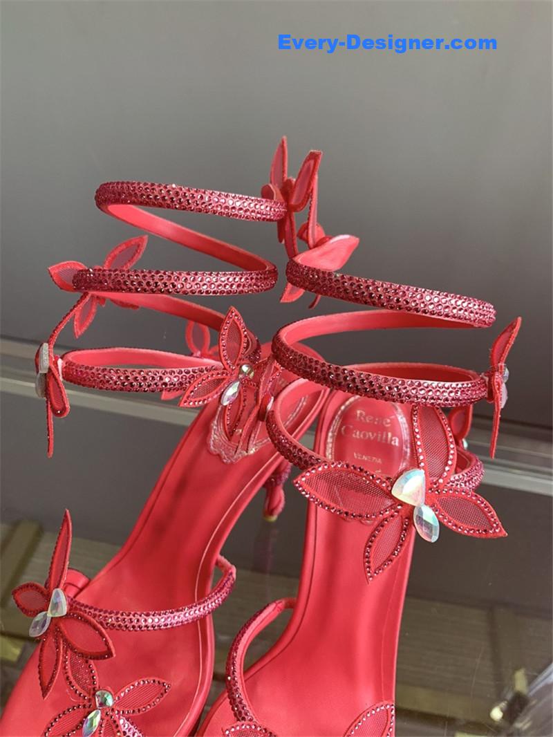 rene caovilla crystal butterfly high heel sandals