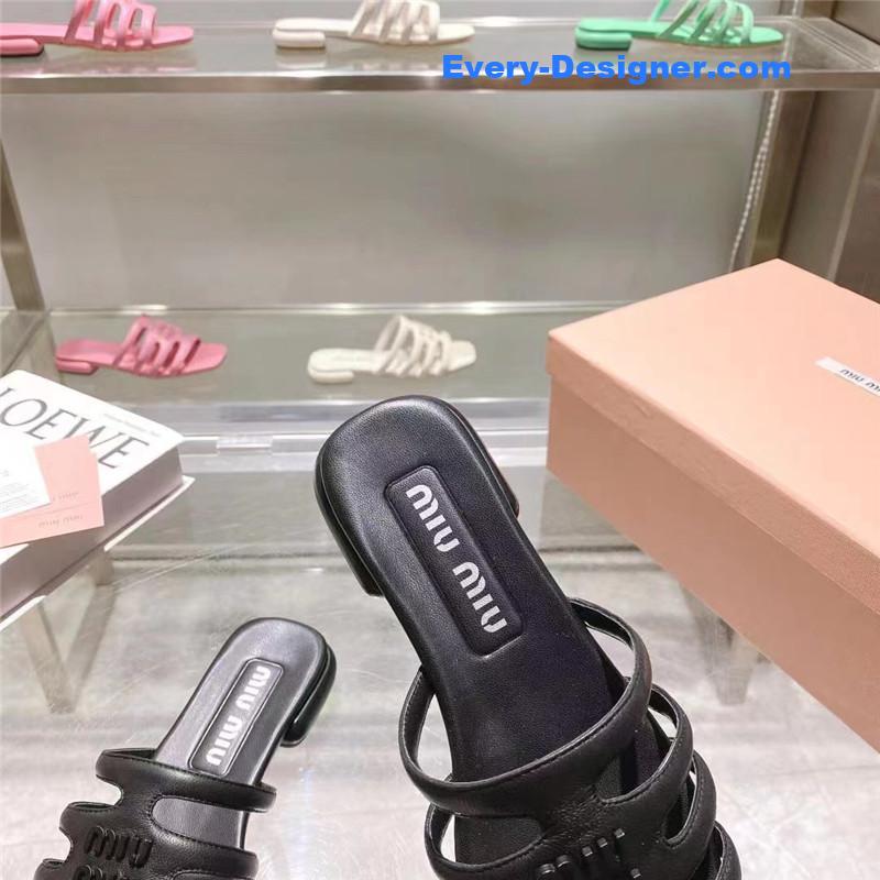 M1um1u flat lambskin sandal slippers