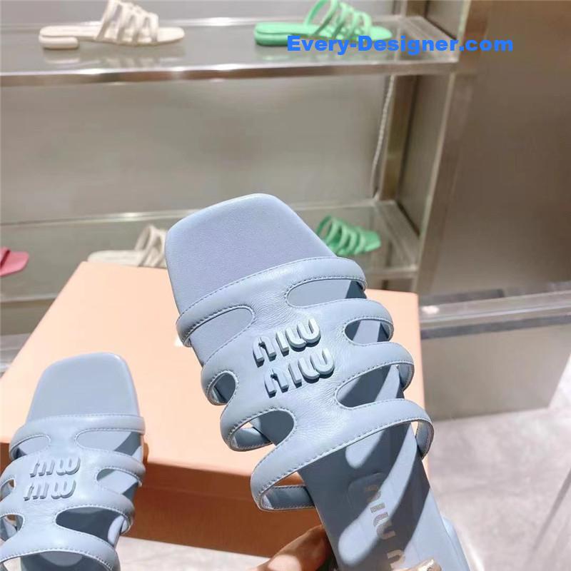 M1um1u flat lambskin sandal slippers