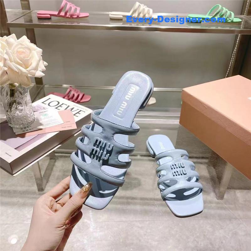 M1um1u flat lambskin sandal slippers