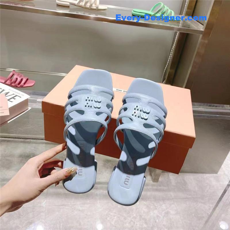 M1um1u flat lambskin sandal slippers