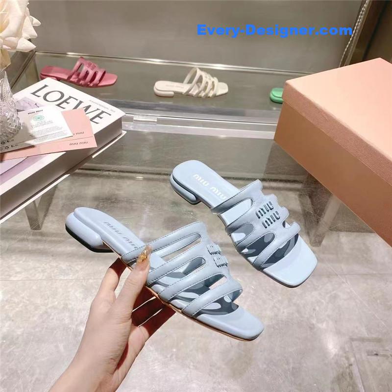 M1um1u flat lambskin sandal slippers