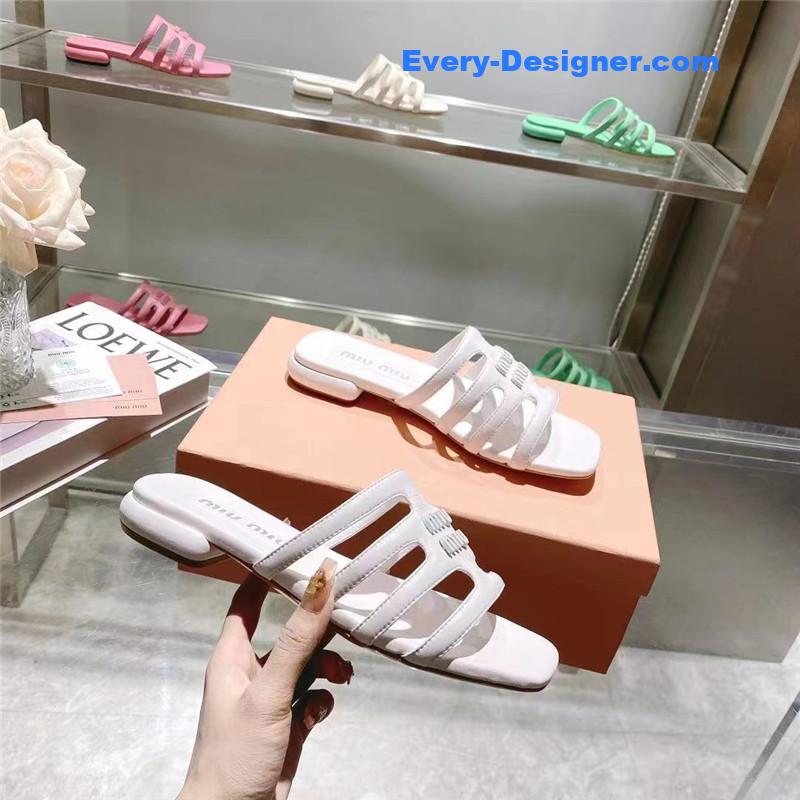 M1um1u flat lambskin sandal slippers