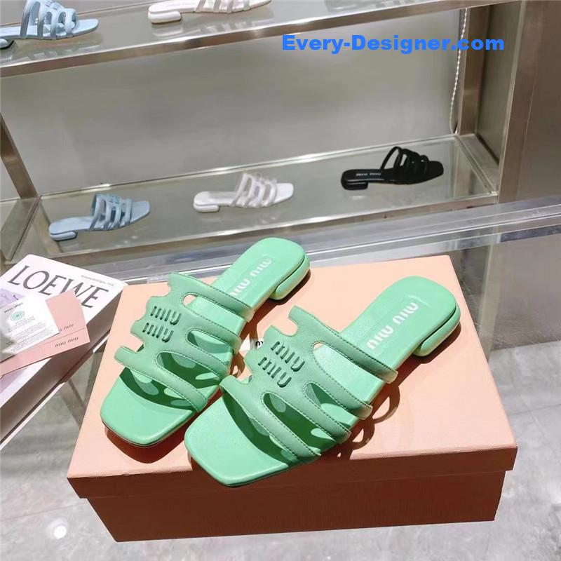 M1um1u flat lambskin sandal slippers