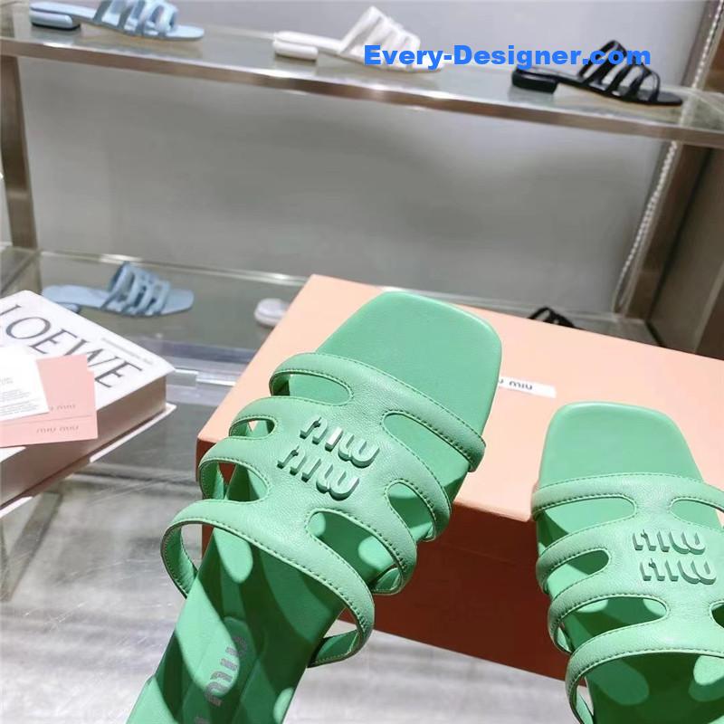 M1um1u flat lambskin sandal slippers