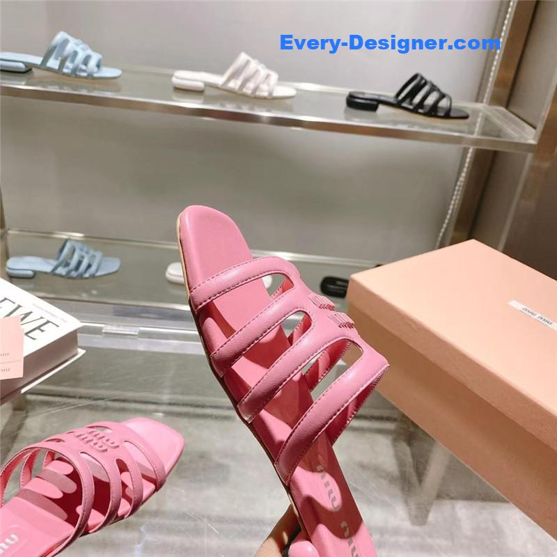 M1um1u flat lambskin sandal slippers