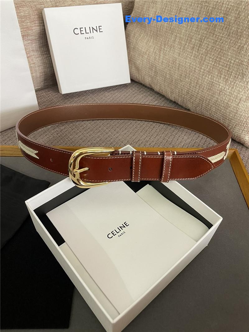 Ce1i*e embroidered belt in vintage calfskin