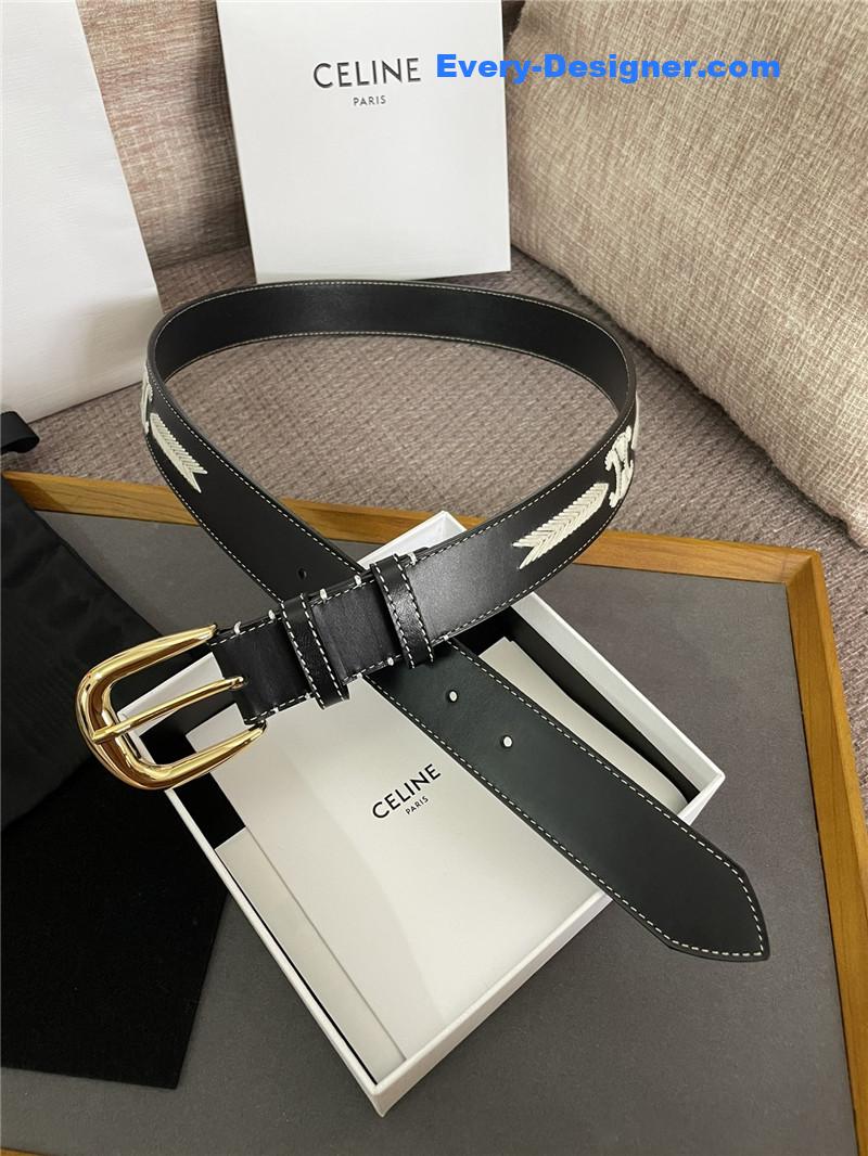 Ce1i*e embroidered belt in vintage calfskin