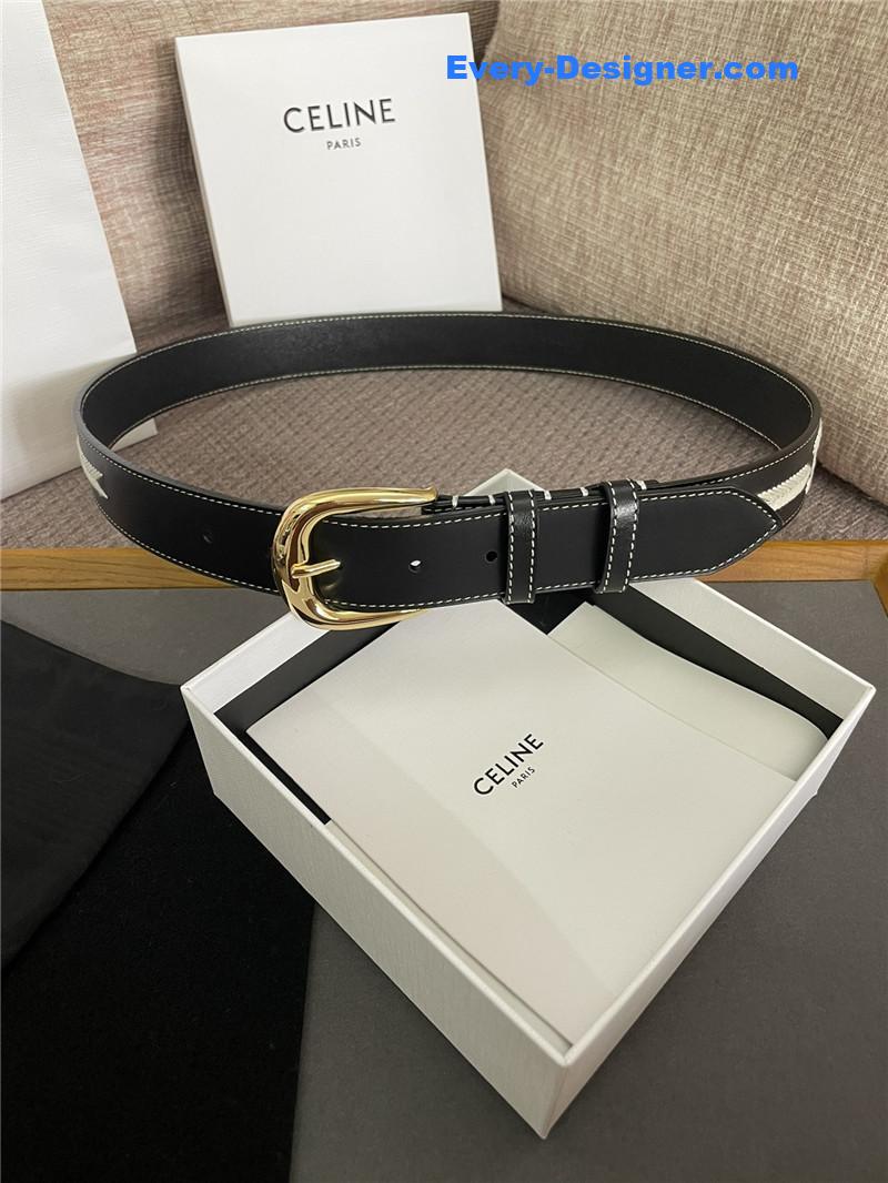 Ce1i*e embroidered belt in vintage calfskin