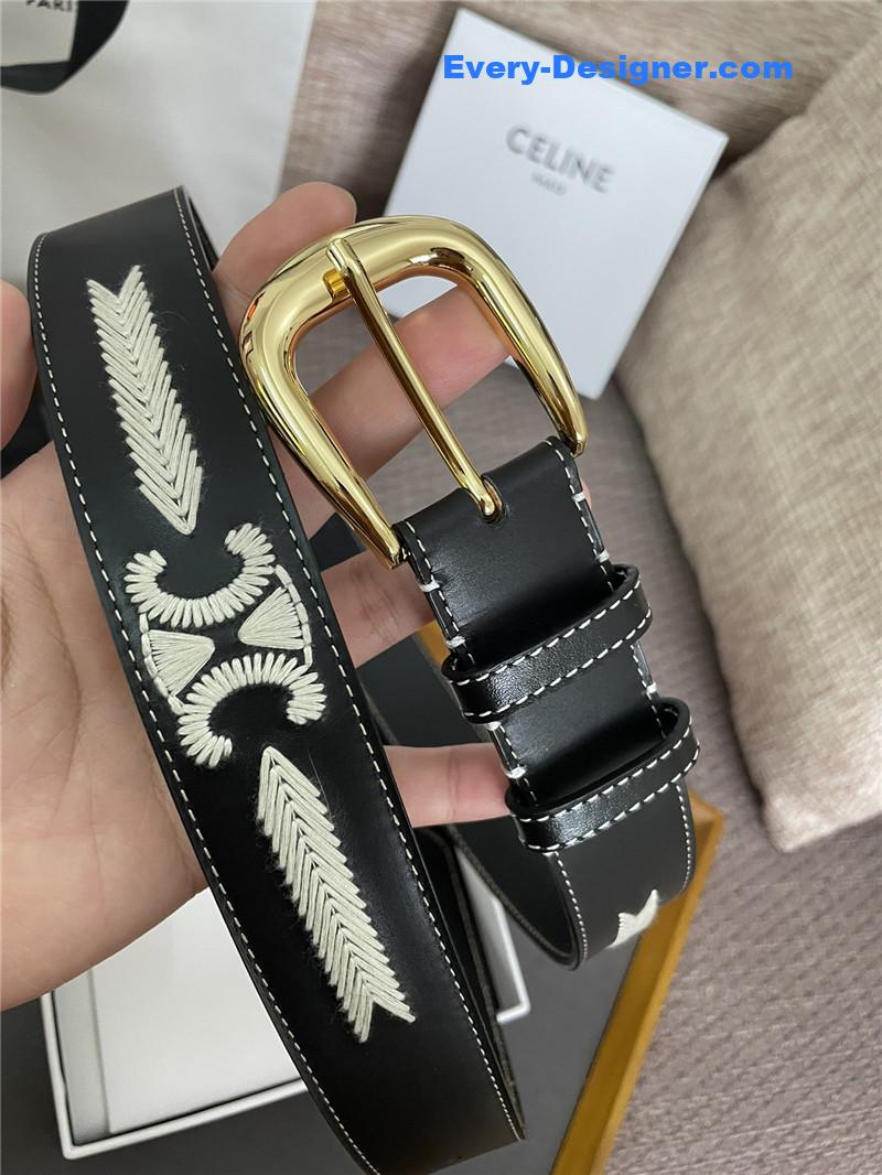 Ce1i*e embroidered belt in vintage calfskin
