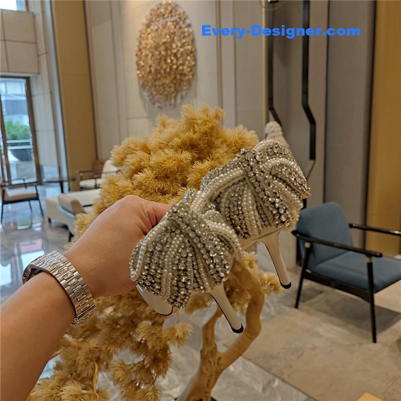 j1m*y ch00 pearl crystal bow D1am0nd shoes