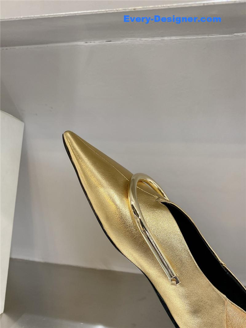 jil sander jil sander pointed toe flat retro buckle shoes