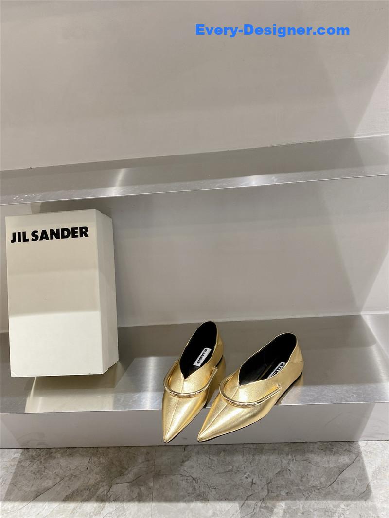 jil sander jil sander pointed toe flat retro buckle shoes