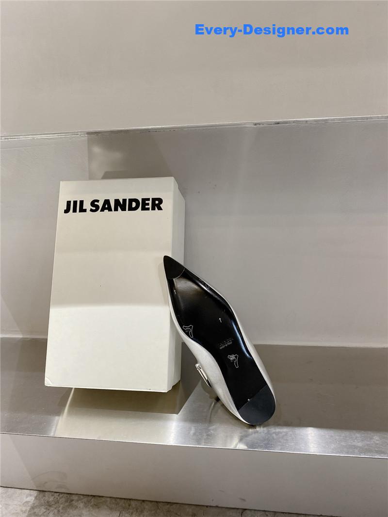 jil sander jil sander pointed toe flat retro buckle shoes
