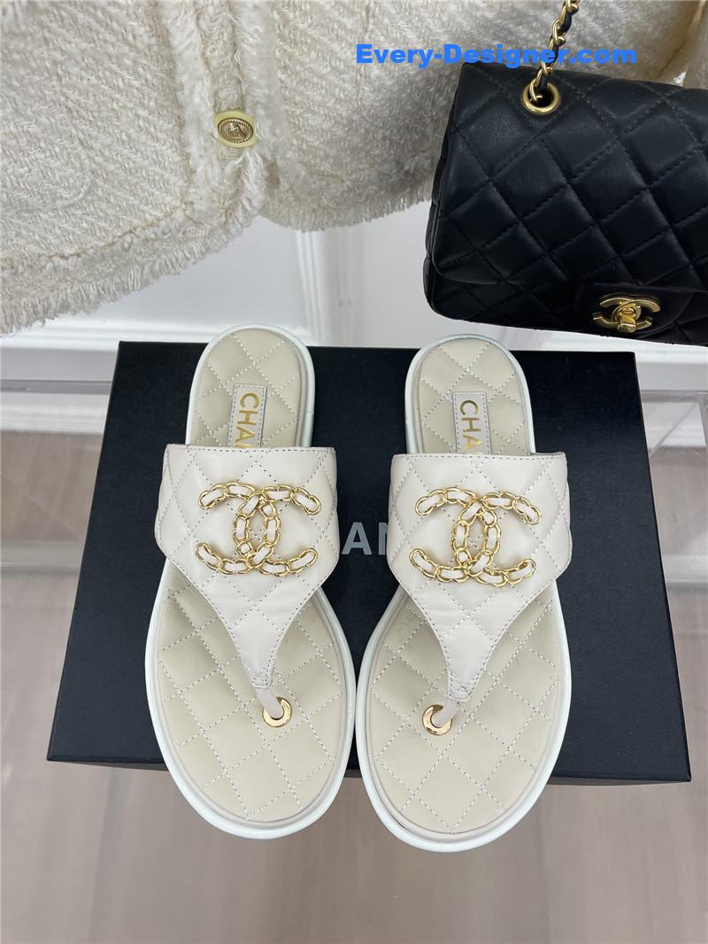 CC rhombus CC logo chain buckle flat slippers