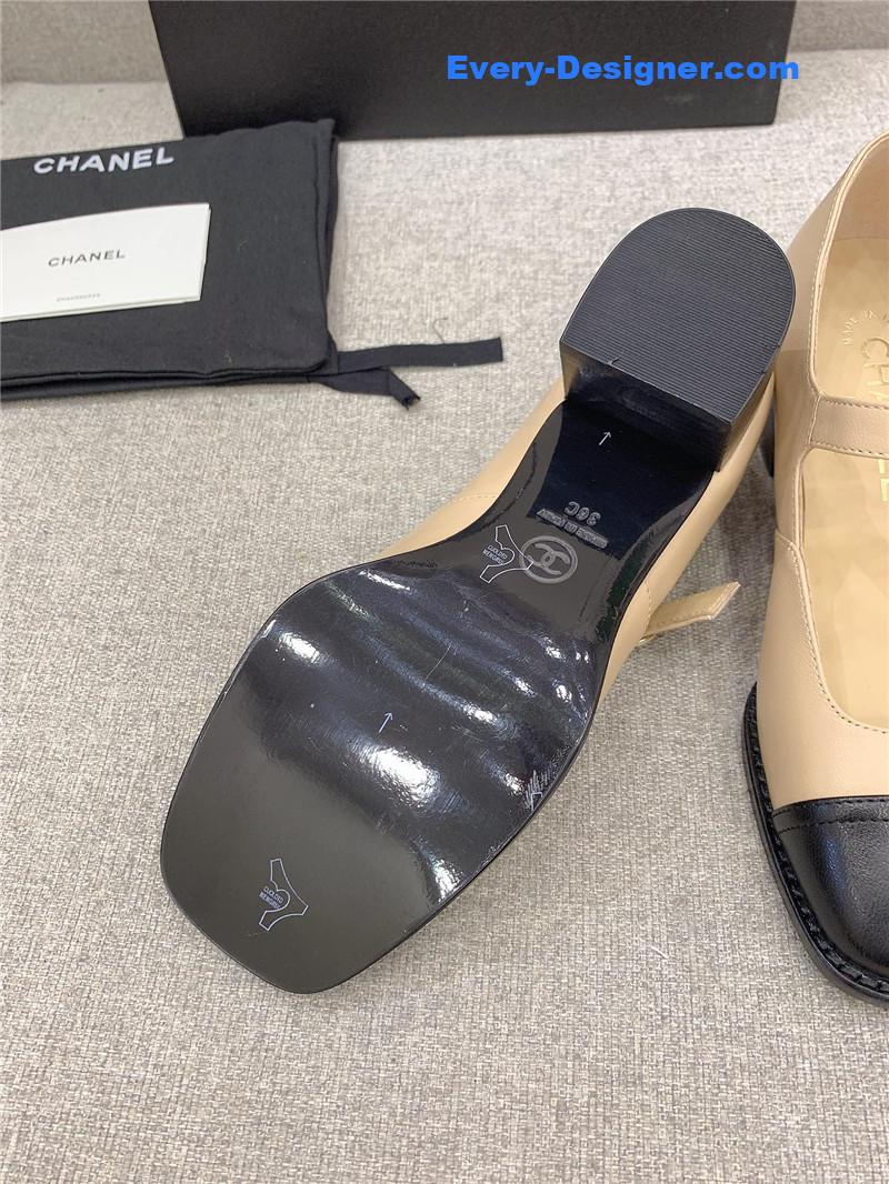 CC new thick heel square toe shoes