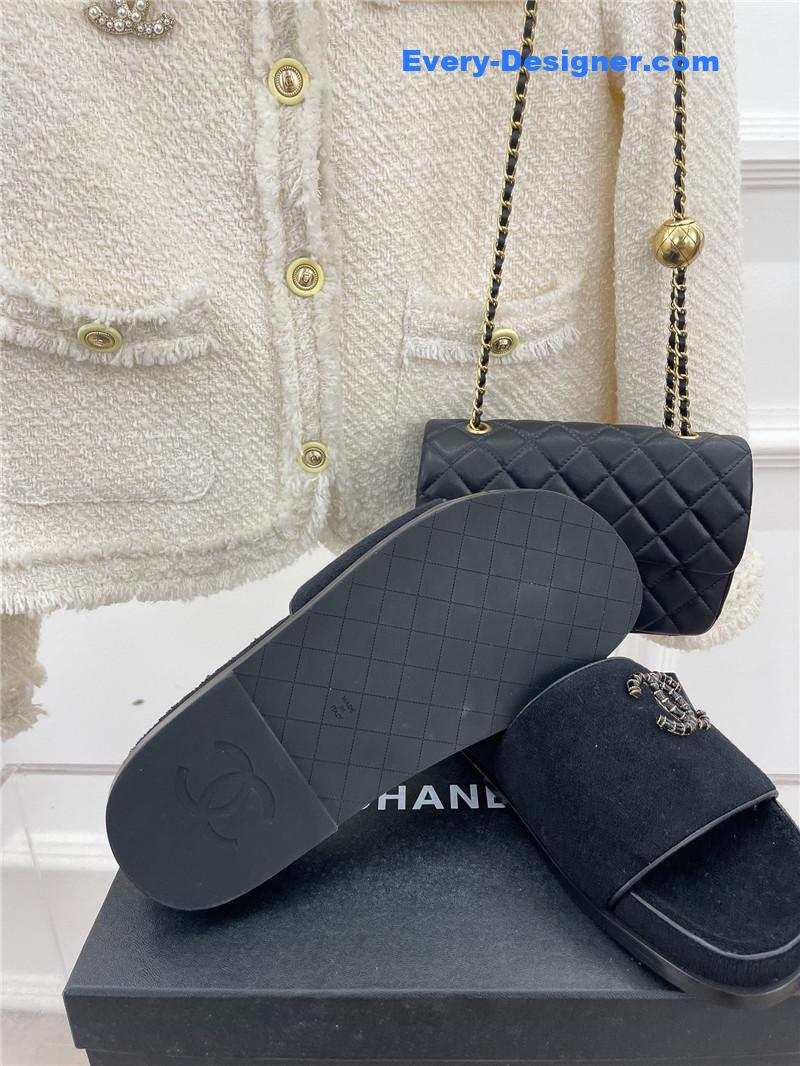 CC rhombus CC logo platform slippers