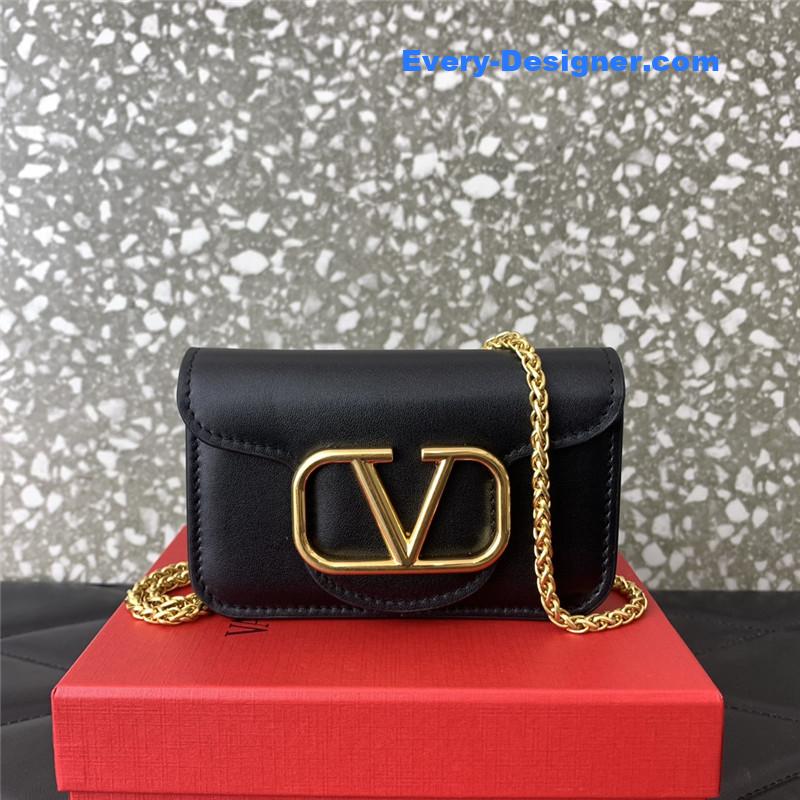 Va1e*ntin0 v logo leather bag