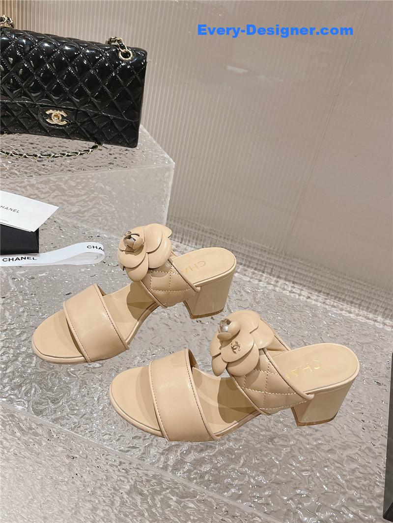 CC chunky heel camellia sandals