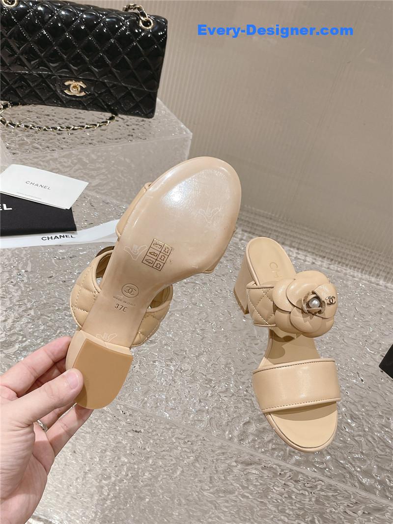 CC chunky heel camellia sandals