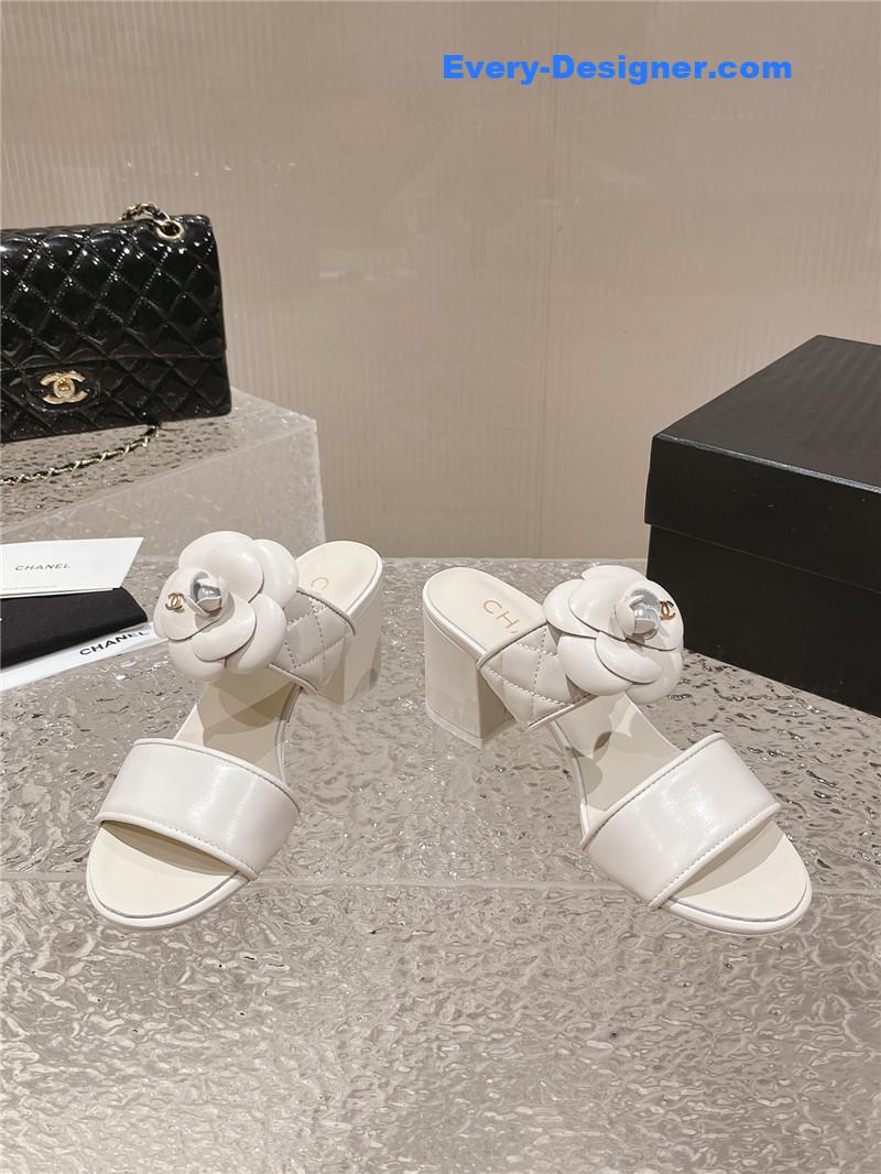 CC chunky heel camellia sandals