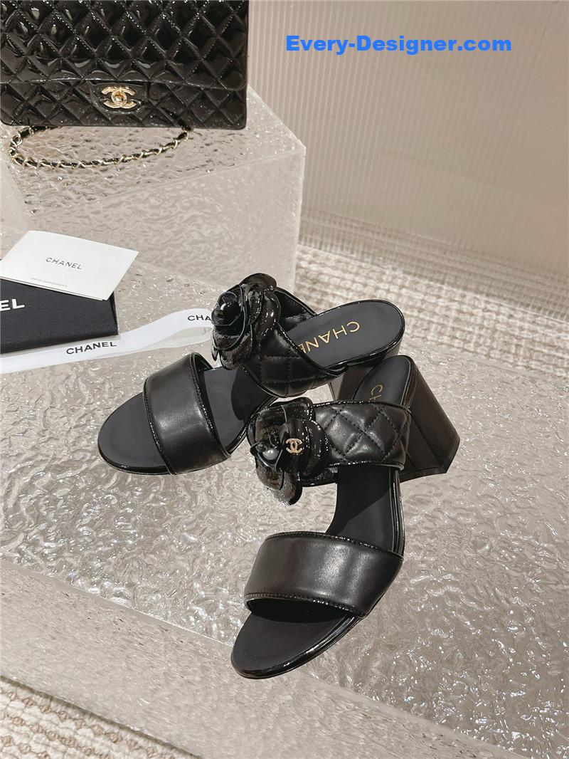 CC chunky heel camellia sandals