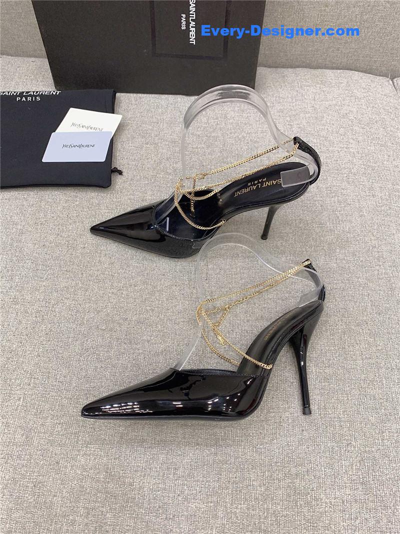 Y51 new chain pointed high-heeled sandals
