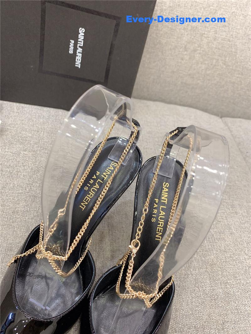 Y51 new chain pointed high-heeled sandals