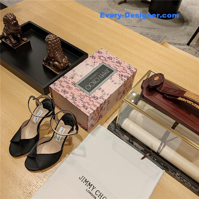 J1m*y Ch00 handmade satin panel peep-toe sandals